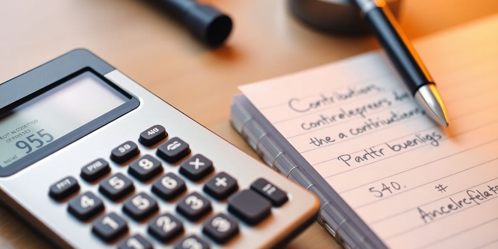 Calculatrice et carnet pour gestion des cotisations.