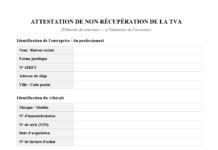 Attestation de non-récupération de la TVA sur un véhicule : modèle gratuit
